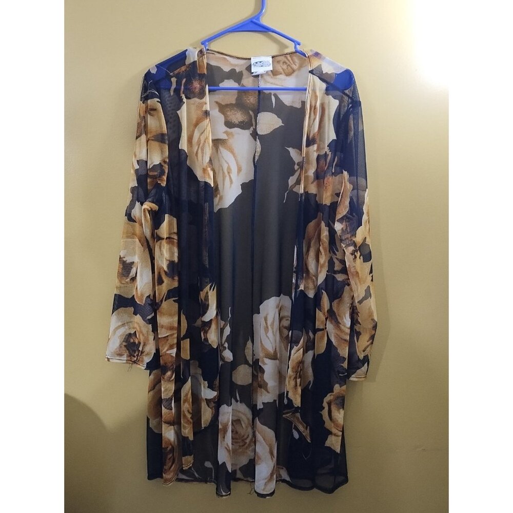 Collections Sheer Floral Bathing Suit Cover-Up XL